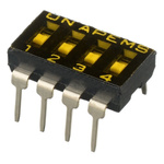 APEM 4 Way Through Hole DIP Switch SPST, Recessed Actuator Slide Actuator