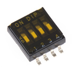 Apem 4 Way Surface Mount DIP Switch SPST, Flush Slide Actuator