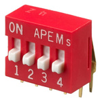 APEM 4 Way Through Hole DIP Switch SPST, Raised Actuator