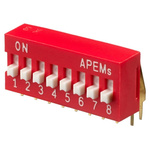 APEM 8 Way Through Hole DIP Switch SPST, Raised Actuator