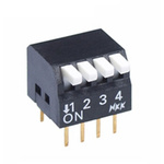 NKK Switches 4 Way PCB, Through Hole Piano Dip Switch SPST, Piano Actuator