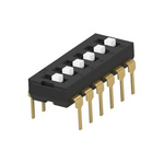 TE Connectivity 6 Way Through Hole DIP & SIP Switch SPST, Extended Actuator