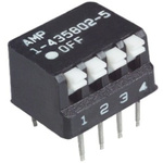 TE Connectivity 4 Way Through Hole DIP Switch SPST, Piano Actuator