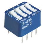 TE Connectivity 4 Way Through Hole DIP Switch SPST, Rocker Actuator