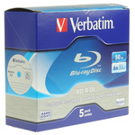 43748 | Verbatim 50 GB BD-R 6X Blu-ray Disc, 5 Pack