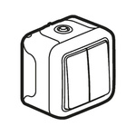 Legrand Grey Outdoor Light Switch, 2 Way, 2 Gang, Plexo