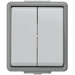 Siemens Grey Rocker Light Switch, 1 Way, 2 Gang, Delta