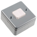 MK Electric Silver Metal Clad Switch, 2 Way, 2 Gang, Metalclad