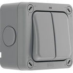 BG Electrical Grey Outdoor Light Switch, 2 Way, 2 Gang, Storm