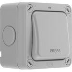 BG Electrical Grey Push Button Light Switch, 2 Way, 1 Gang, Storm