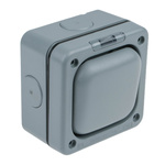 MK Electric Grey Outdoor Light Switch, 2 Way, 1 Gang, Masterseal