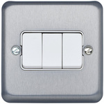 MK Electric Rocker Light Switch, 2 Way, 3 Gang, Albany Plus