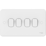 Schneider Electric White Rocker Light Switch, 2 Way, 4 Gang, Lisse