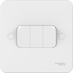 Schneider Electric White Rocker Light Switch, 2 Way, 3 Gang, Lisse