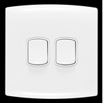 Contactum White Rocker Light Switch, 2 Way, 2 Gang, Alfanar