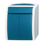 ABB Blue Rocker Light Switch, 1 Way, 2 Gang, 2CKA001085A