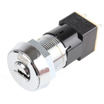 Mains Key Switch, DPST, 50 mA @ 250 V ac 2-Way Flat-Key