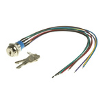 Key Switch, DPST, 4 A @ 28 V dc 3-Way Flat-Key