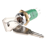 Key Switch, DPDT, 1 A @ 24 V dc 2-Way Common-Key
