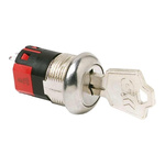Key Switch, SPST, 4 A 3-Way Flat-Key