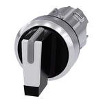 Siemens SIRIUS ACT Series 3 Position Selector Switch Head, 22mm Cutout, Black/White Handle