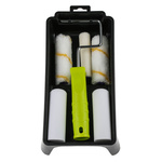 RS PRO Paint Roller and Tray Kit includes: 2 x Acrylic Roller Sleeve, 2 x Foam Roller Sleeve, Mini Roller Cage Frame,