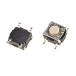 Cream Button Tactile Switch, SPST 50 mA @ 24 V dc 0.55mm