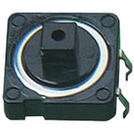 Black Button Tactile Switch, SPST 5 mA @ 12 V dc 0.8mm Snap-In