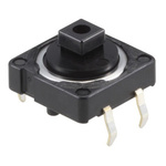 Black Button Tactile Switch, SPST 50 mA @ 12 V dc 3mm PCB