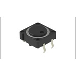 Black Flat Button Tactile Switch, SPST 50 mA @ 12 V dc 0.8mm PCB