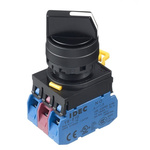 Idec Spring Return Selector Switch - (DPDT) 22mm Cutout Diameter, Illuminated 3 Positions