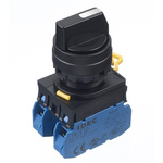 Idec Spring Return Selector Switch - (DPST) 22mm Cutout Diameter, Illuminated 3 Positions