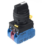 Idec Spring Return Selector Switch - (DPDT) 22mm Cutout Diameter, Illuminated 3 Positions