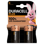 C +/PWR P2 RS | Duracell Plus Power Duracell 1.5V Alkaline C Batteries With Flat Terminal Type