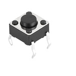 IP40 Black Button Tact Switch, SPST 0.05VA 5mm Through Hole