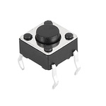 IP40 Black Button Tact Switch, SPST 0.05VA 7mm Through Hole