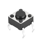 IP40 Black Button Tact Switch, SPST 0.05VA 12.5mm Through Hole