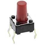 Red Keyboard Switch, SPST 50 mA @ 12 V dc 6mm Snap-In