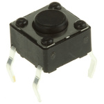 Black Button Tactile Switch, SPST 50 mA @ 12 V dc 0.8mm