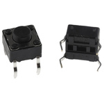 Black Button Tactile Switch, SPST 50 mA @ 12 V dc 1.5mm