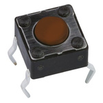 Brown Button Tactile Switch, SPST 50 mA @ 12 V dc 6mm
