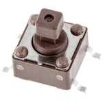 Brown Button Tactile Switch, SPST 50 mA @ 12 V dc 4mm