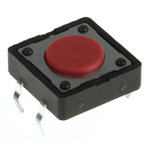 Red Button Tactile Switch, SPST 50 mA @ 12 V dc 0mm