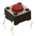 Red Button Tactile Switch, SPST 50 mA @ 24 V dc 0.7mm Surface Mount