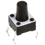 Black Button Tactile Switch, SPST 50 mA @ 24 V dc 4.9mm