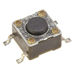 Black Button Tactile Switch, SPST 50 mA @ 12 V ac 0.7mm Surface Mount