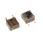 Black Button Tactile Switch, SPST 50 mA @ 12 V ac 1.4mm Surface Mount