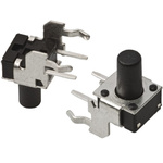 Black Button Tactile Switch, SPST 50 mA @ 24 V dc 5.74mm