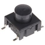 IP67 Black Button Tactile Switch, SPST 50 mA @ 24 V dc 4.4mm PCB