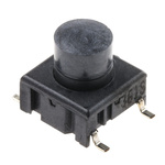 IP67 Black Button Tactile Switch, SPST 50 mA @ 24 V dc 5.3mm PCB
